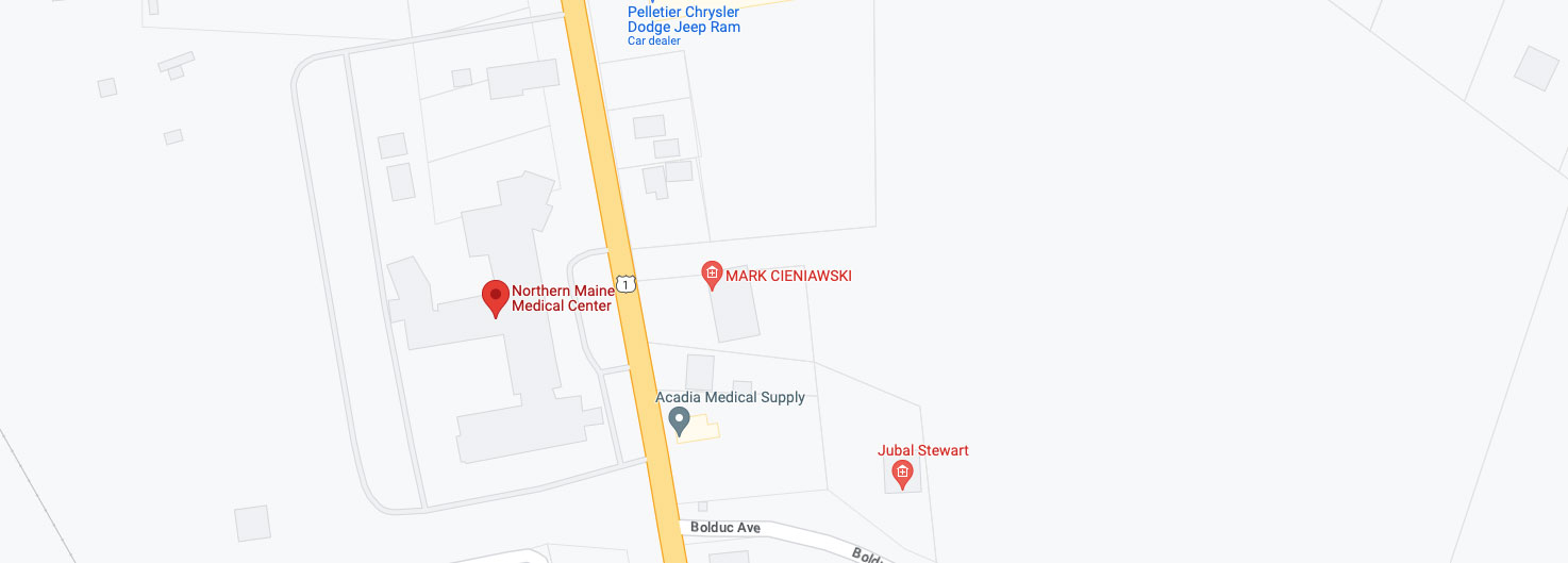Google Map showing the location of Northern Maine Medical Center