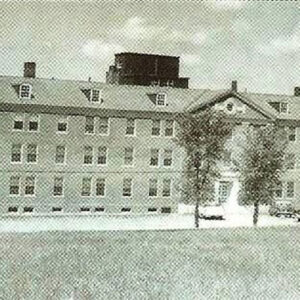 An old black and white image of the Northern Maine Medical Center building
